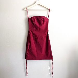 Like New Express Women's Red Tube Dress, Corset-Like‎ Ties on Side, Size 4